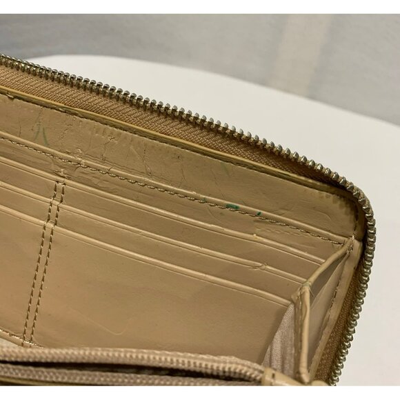 Coach Crossgrain Leather Zip Around Wallet Front Pocket Gold - Picture 9 of 12